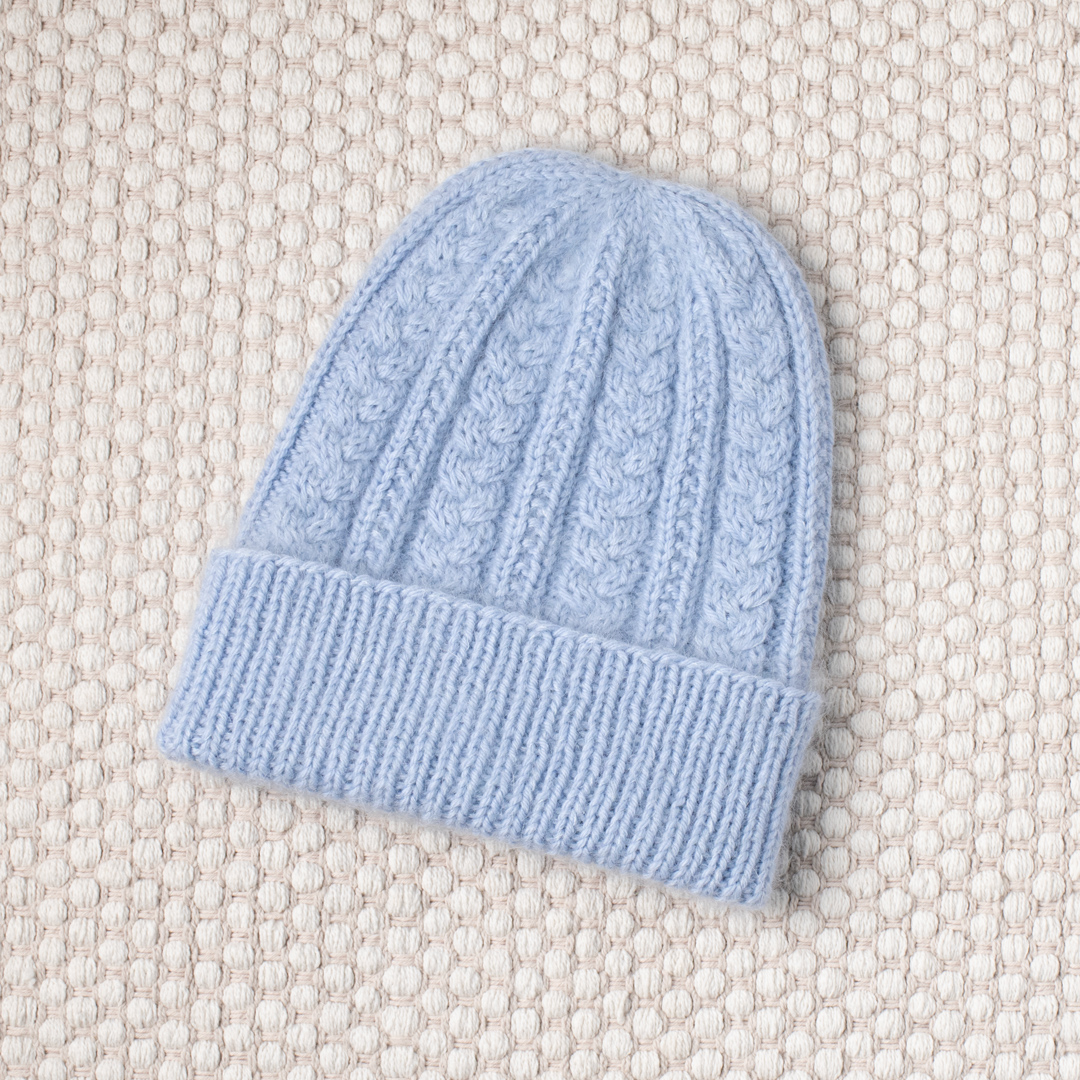 V.fraas Light blue cable‎ knit beanie new Wool Knit Beanie Blue | VERSACE US main image 4