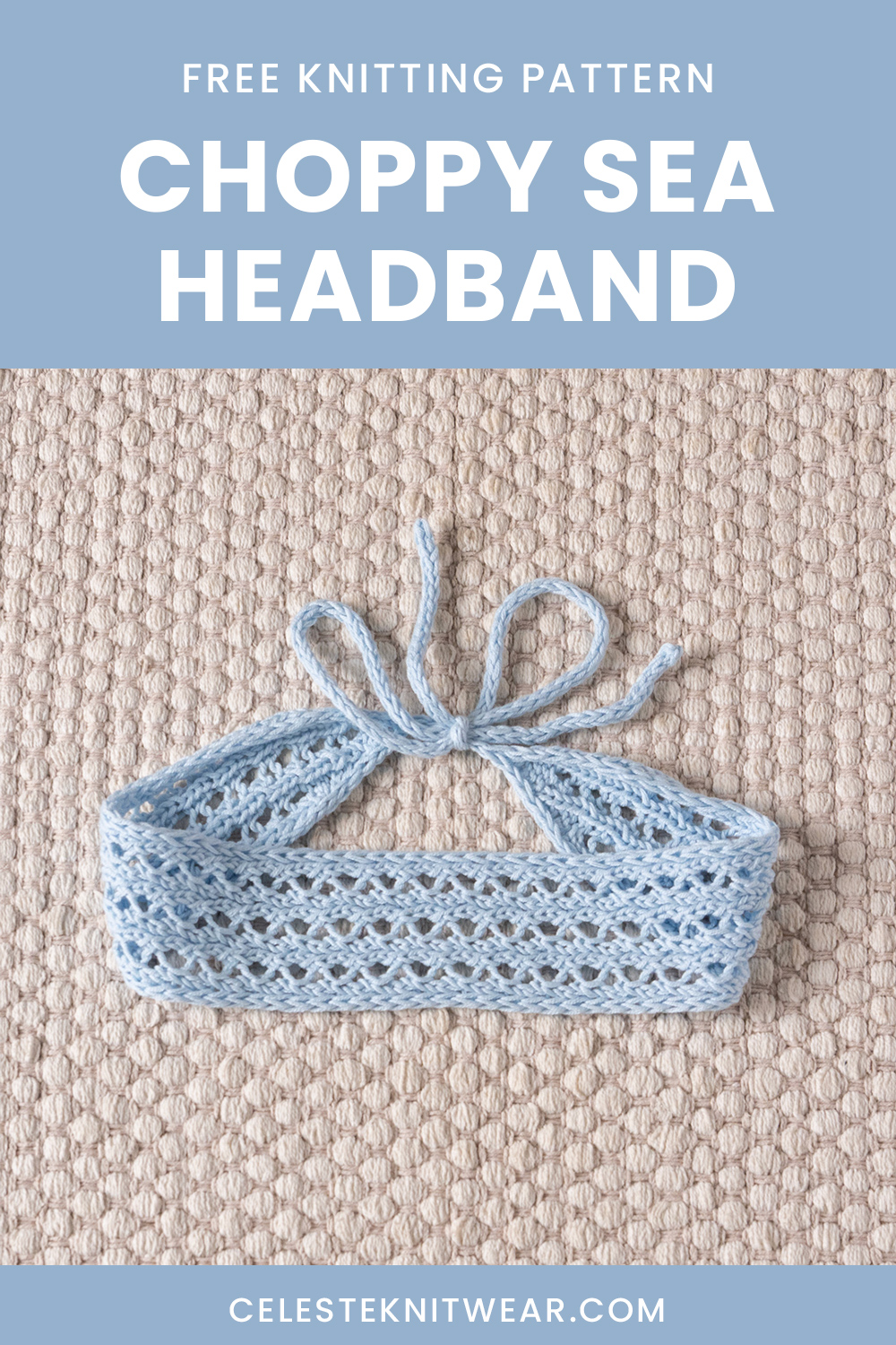 Knitted cotton headband with ties