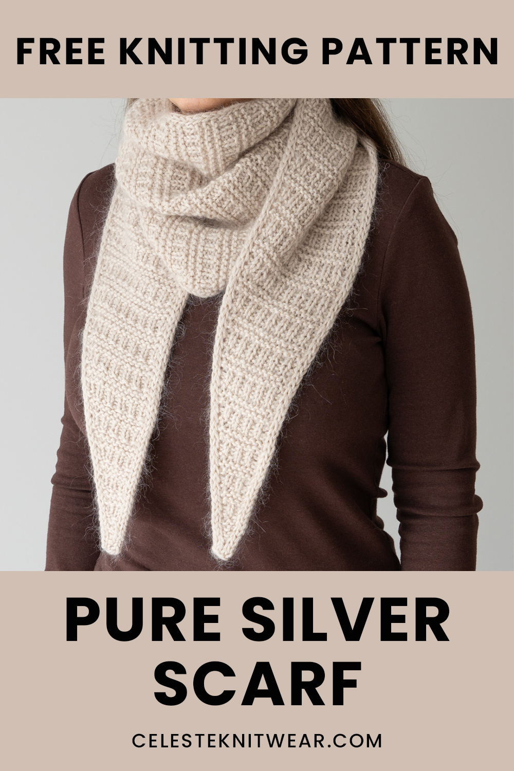 Knitted triangular scarf.